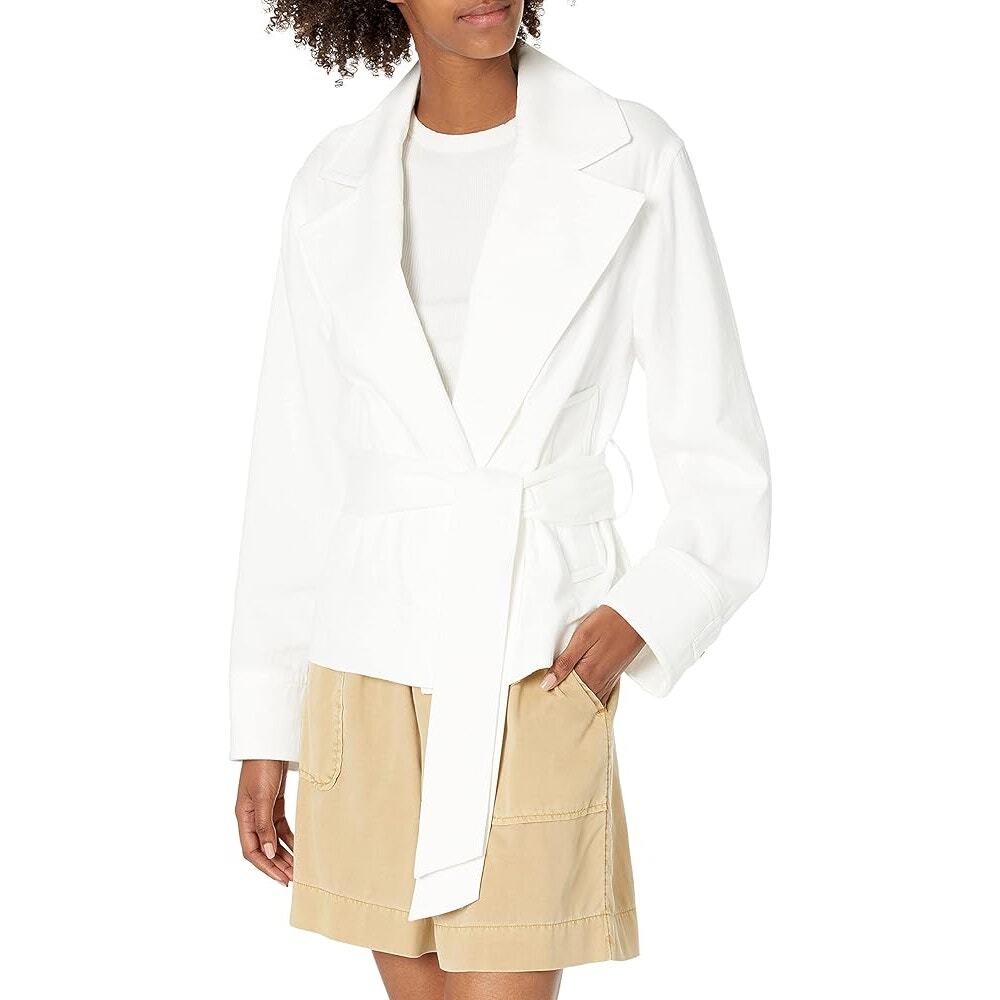 Vince Cropped Casual Off White Belted Tie Waist Blazer Jacket Size Large NWD